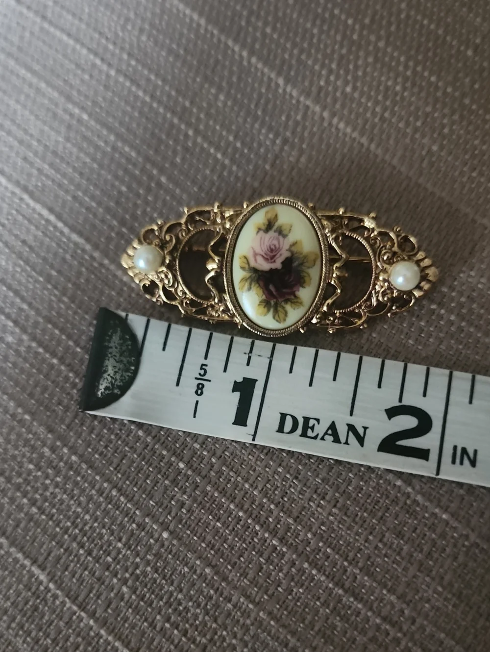 Vintage 1928 Gold Floral Bar Brooch, Preloved In Excellent Condition